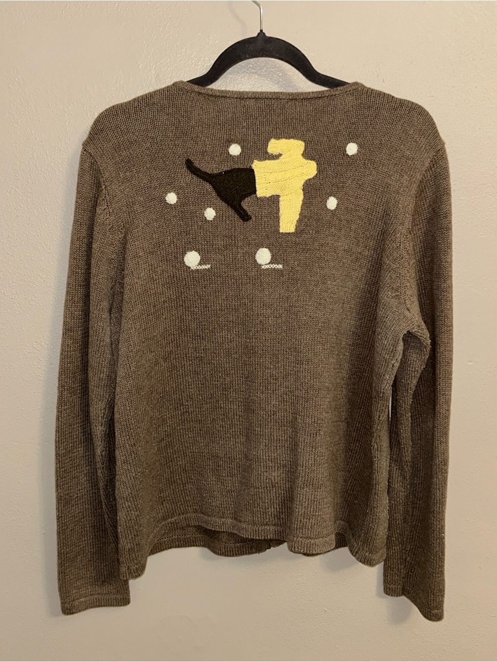 Liz Claiborne Brown Zip-Front Cardigan with Dog Appliqués - Picture 2 of 3